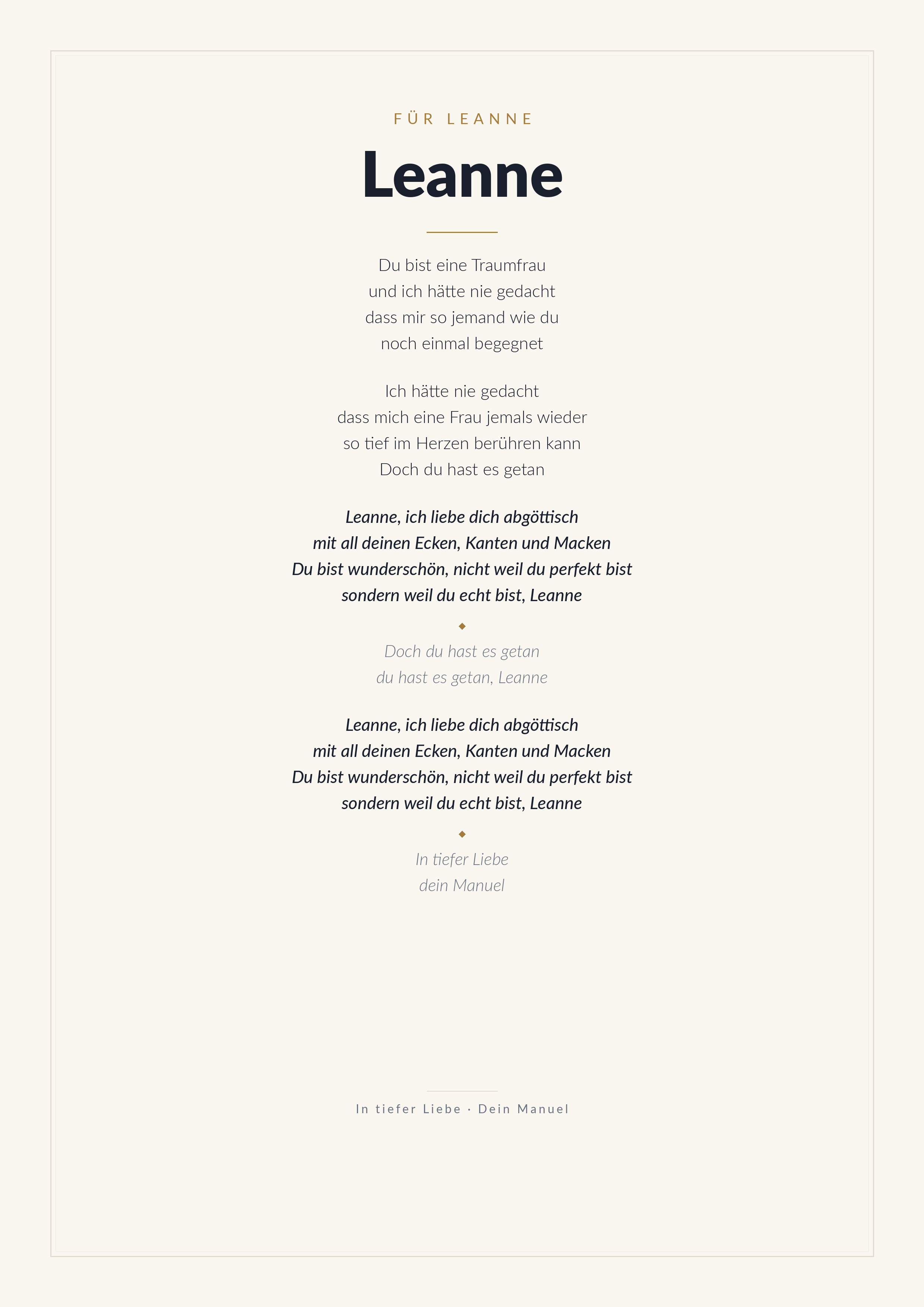 Songtext-Poster „Leanne“